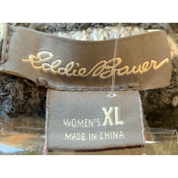 Eddie Bauer Gray Red Striped Highneck Pullover Button Academia Sweater Size XL - Picture 14 of 15